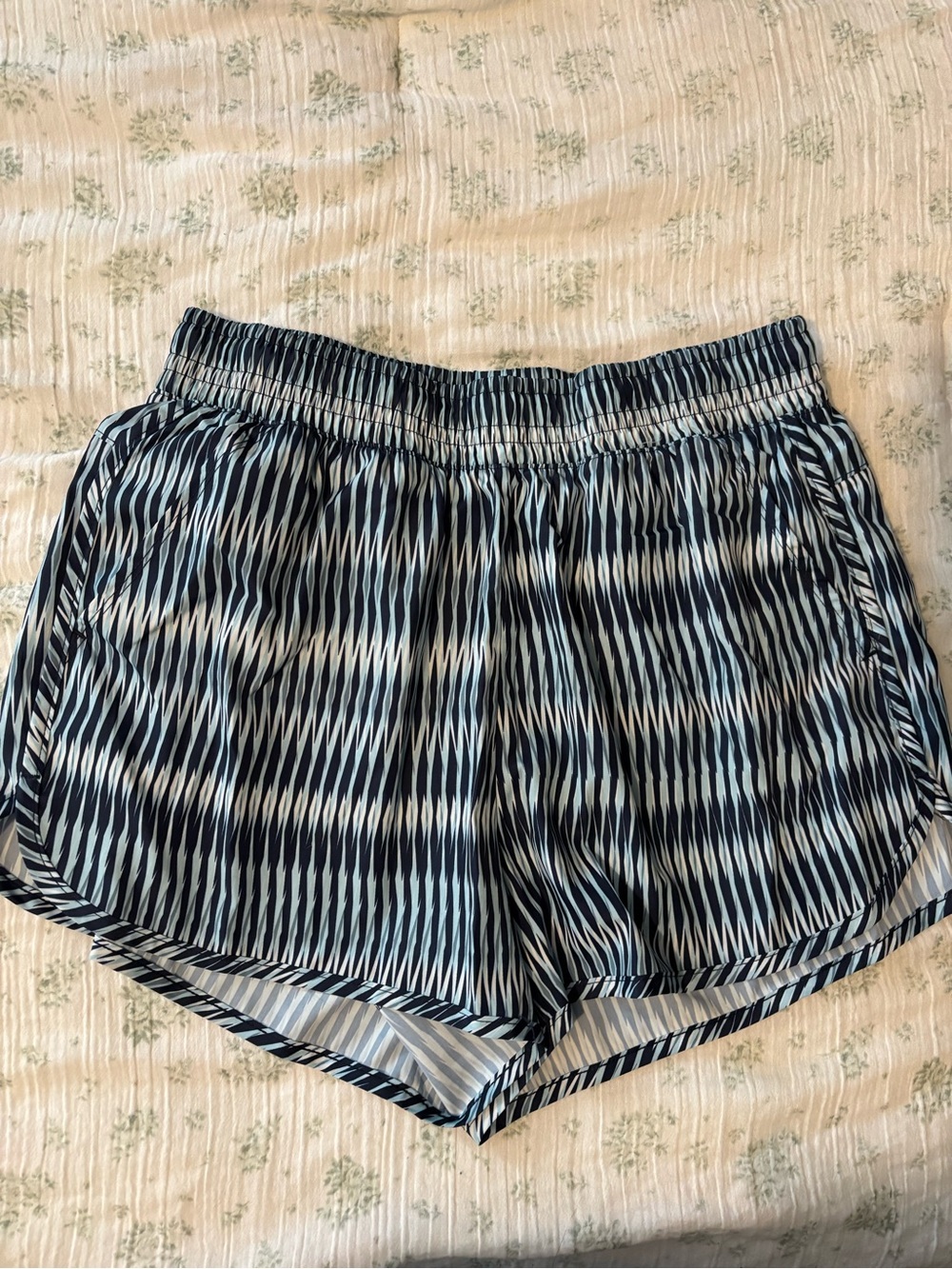 Athletic Works Navy and White Stripe Zigzag Women's Athletic Shorts